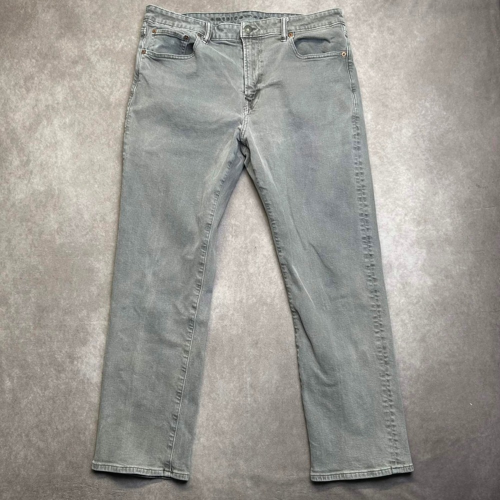 American Eagle Relaxed Straight Easyflex Gray Jeans Mens TAG 36x32 Stretch Denim